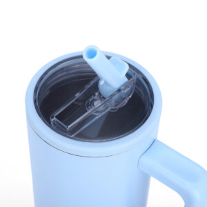 Insulated Stainless Steel Tumbler with Straw and Carry Handle - Image 2
