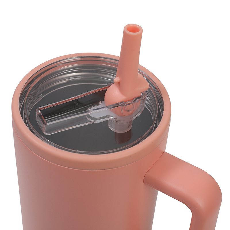 Insulated Stainless Steel Tumbler with Comfort-Grip Handle and Straw Lid - Image 2