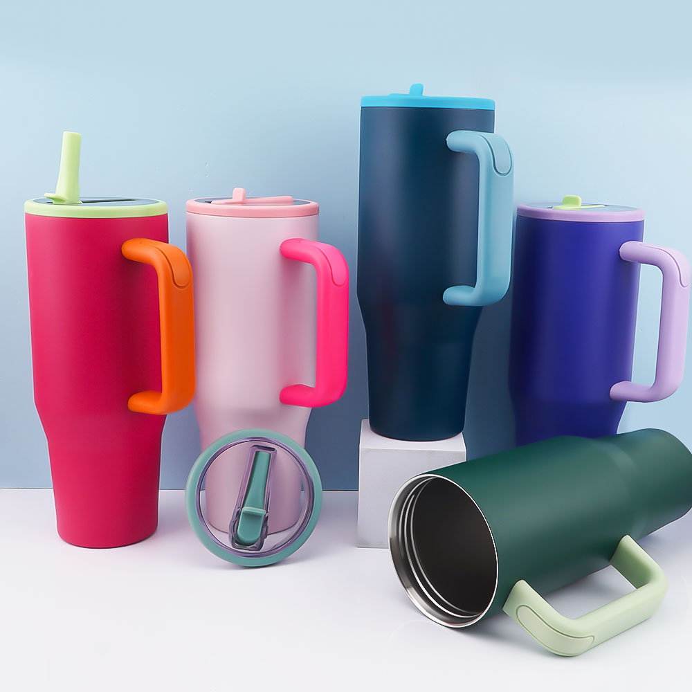 Insulated Stainless Steel Travel Tumbler with Straw and Handle - Image 10