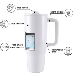Insulated Stainless Steel Travel Tumbler with Straw and Handle - Image 2