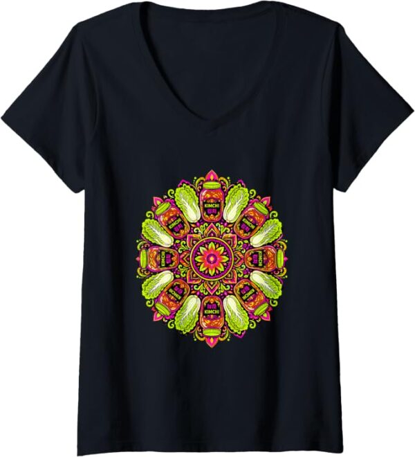 Colorful Kimchi Mandala V-neck T-Shirt